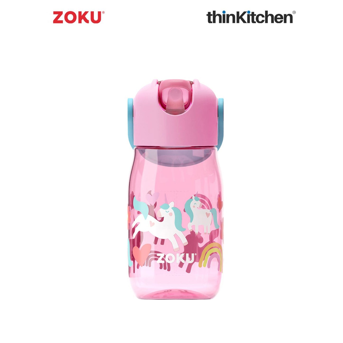 Zoku Pink Unicorn Flip Straw Bottle