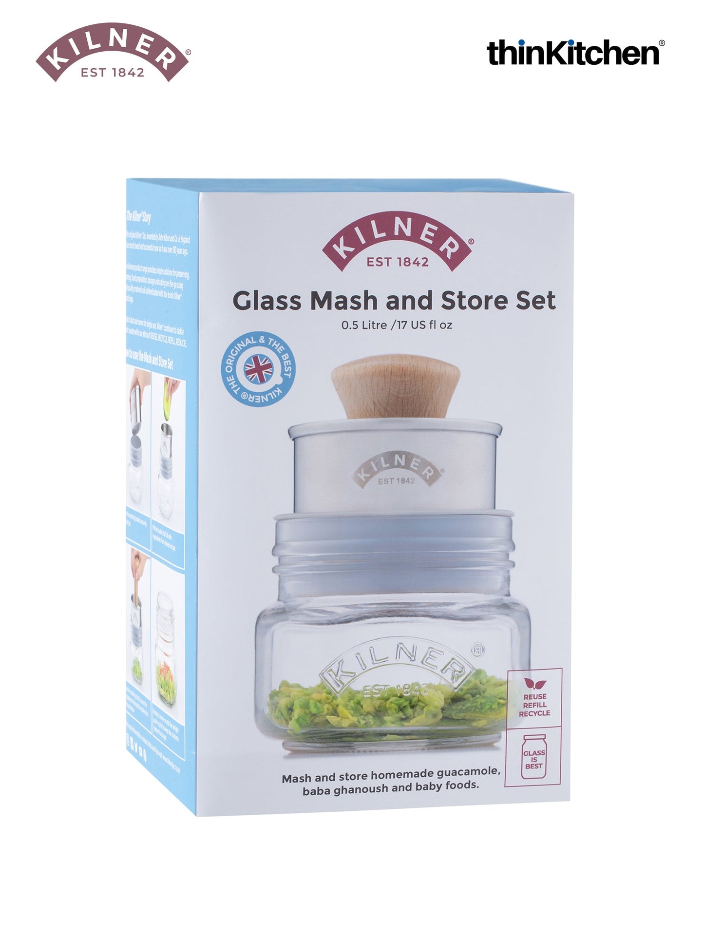 Kilner Mash & Store Set | Premium Glass Jar & Stainless Steel Mashing Tool