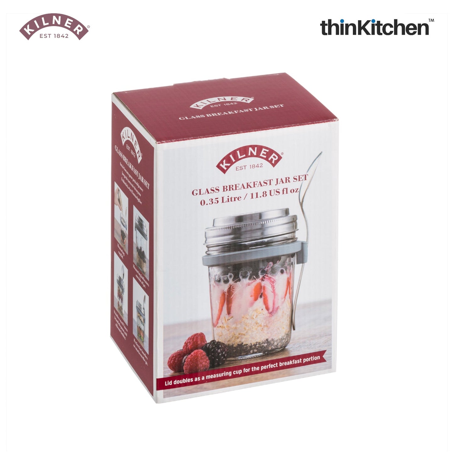 Kilner Glass Breakfast Jar With Spoon | Overnight Oats Jar With Spoon