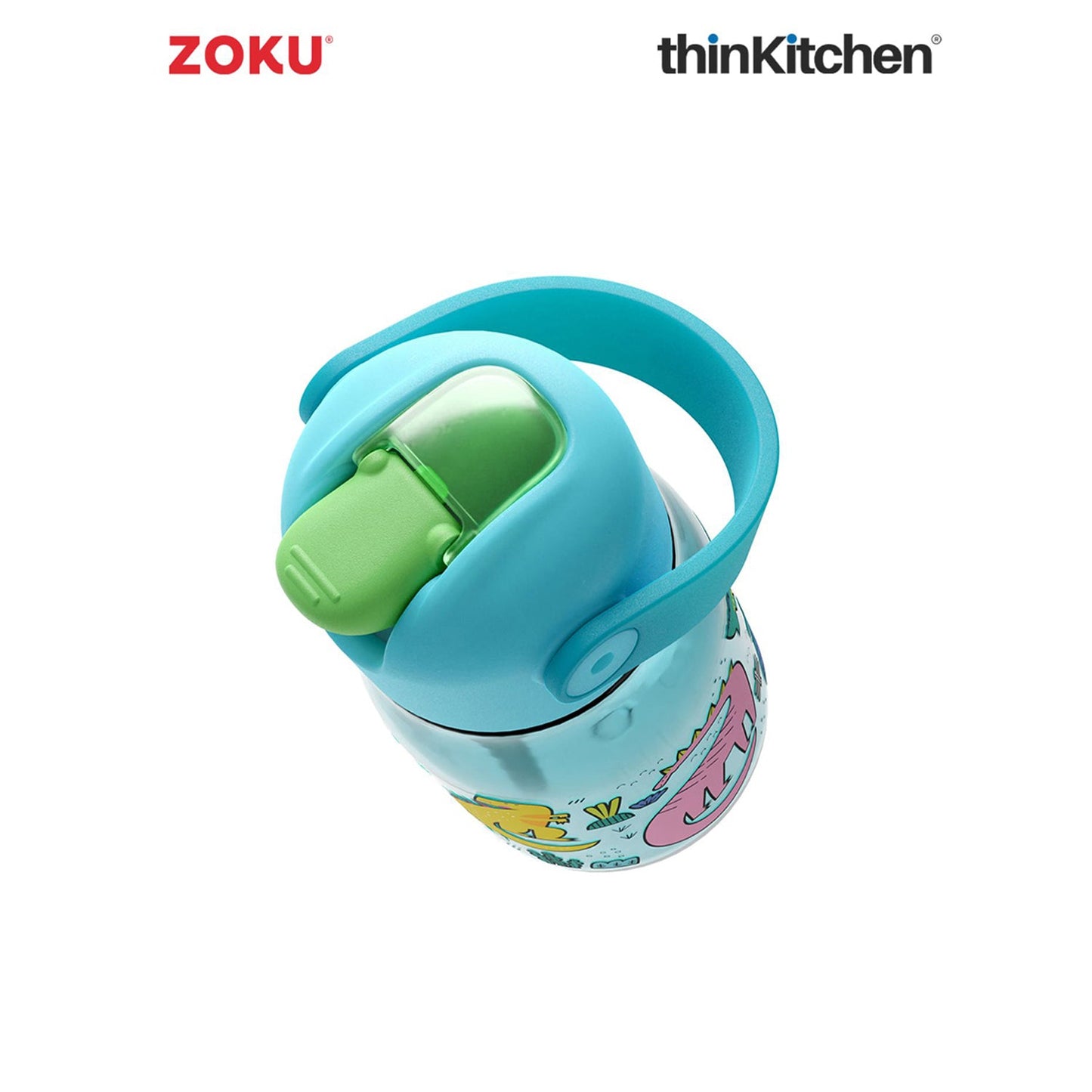 Zoku Teal Dino Flip Straw Bottle