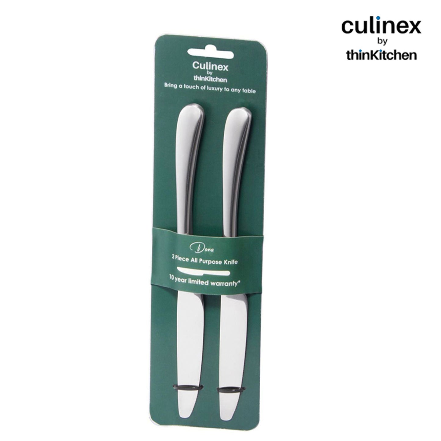 Culinex by Thinkitchen Dora All Purpose Knife Set of 2 – Mirror Finish Stainless Steel 13/0 (SS410) | Versatile Kitchen Knife Set with Serrated Edges for Lasting Sharpness | All Purpose Knife