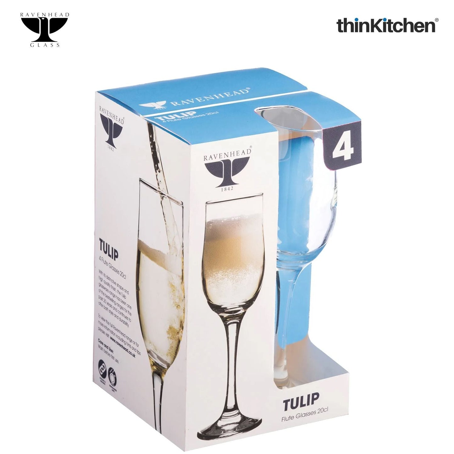 Ravenhead Tulip 4 Piece 20 CL Prosecco / Champagne Flute Glasses