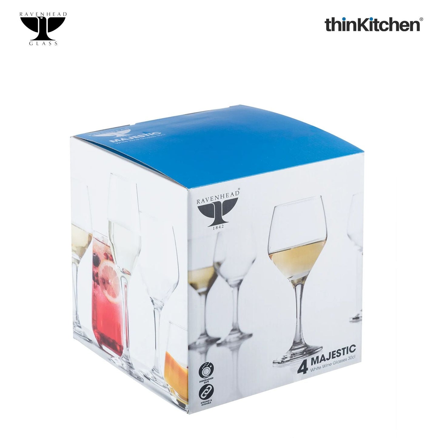 MAJESTIC SET OF 4 WHITE WINE GLASSES 30CL