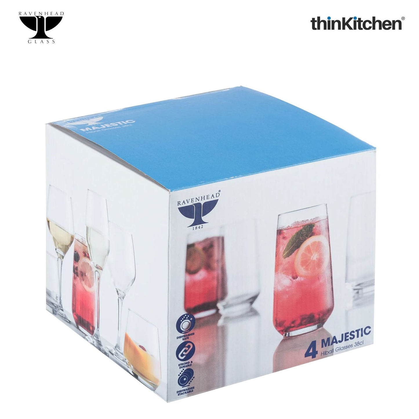 Ravenhead Majestic Set Of 4 Hiballs Glasses 38cl