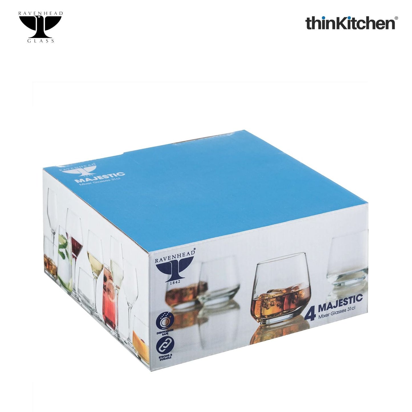 Ravenhead Majestic Set of 4 Premium Mixer Glasses 31cl | Stylish Cocktail & Whisky Glassware