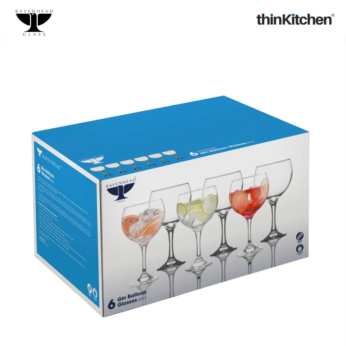 Ravenhead Entertain Set of 6 Gin Balloon Glasses – 65cl Oversized Cocktail Glasses