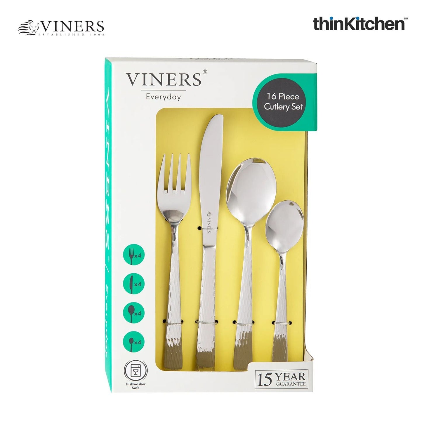 Viners Everyday Glisten 16 Piece 18/0 Silver Stainless Steel Cutlery Set