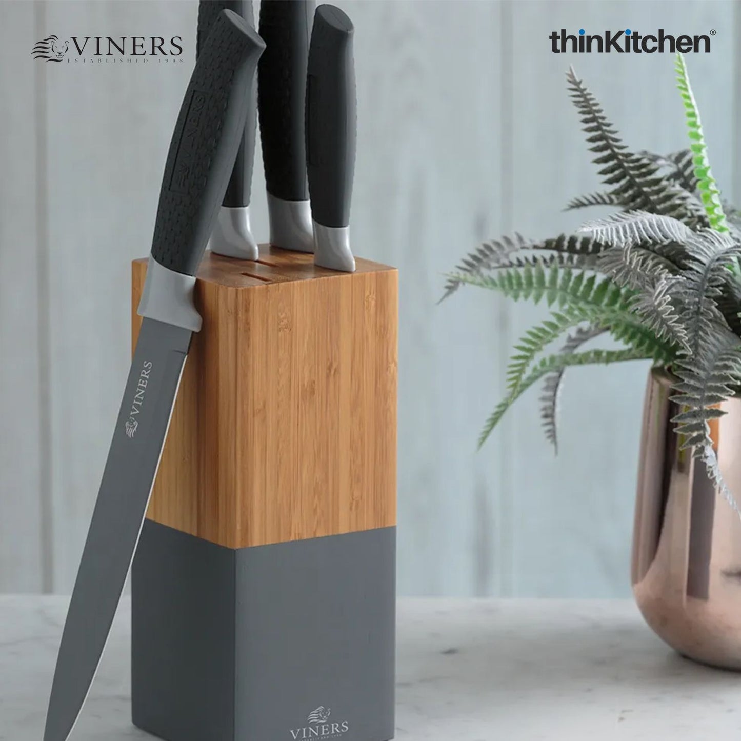 Viners Horizon Grey 6pc Knife Block Set