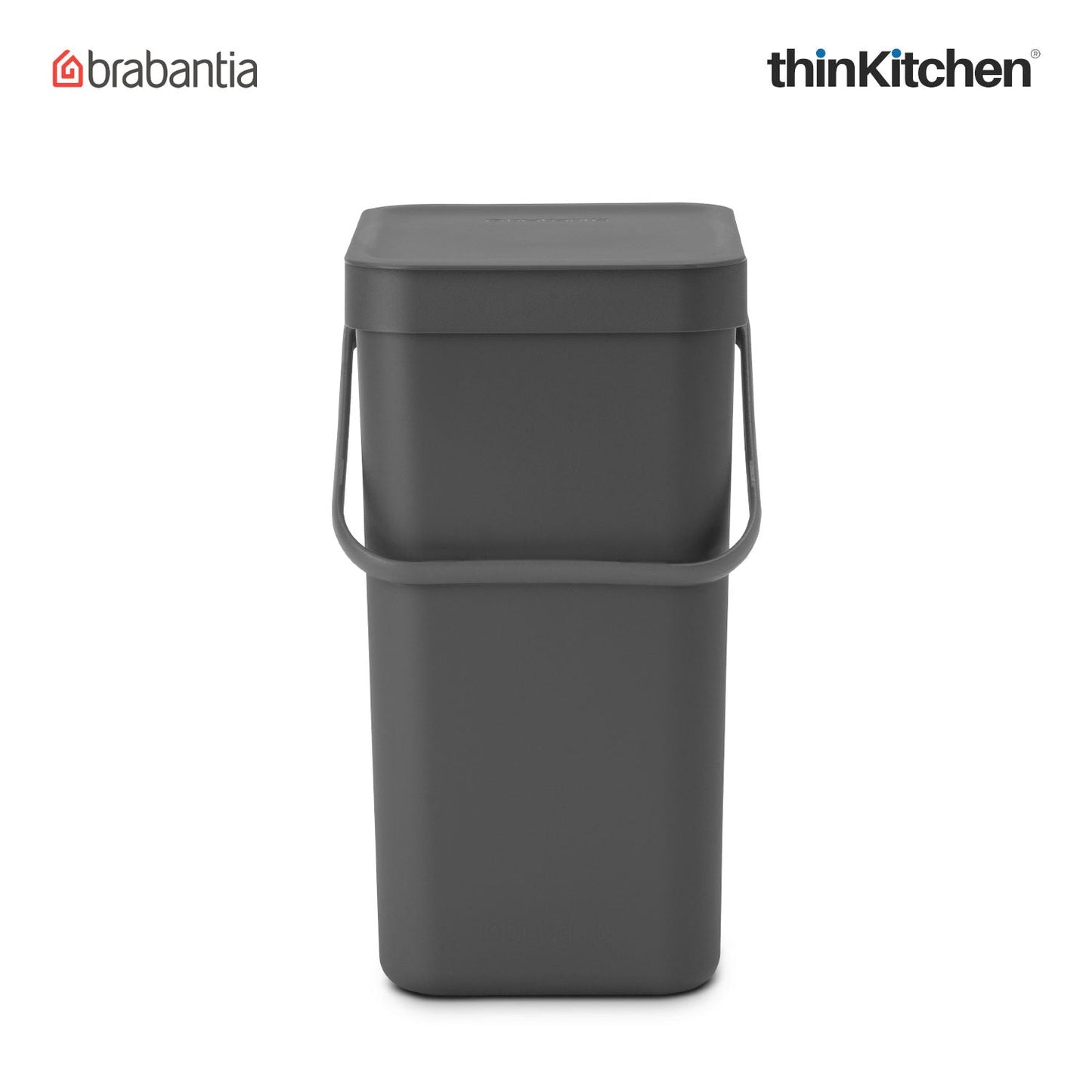 Brabantia Sort & Go Waste Bin – 12 Litre Grey | Compact Recycling Dustbin for Kitchen, Worktop, Wall Mount or Drawer | Space-Saving & Easy to Clean | Includes Wall Bracket & 10-Year Guarantee