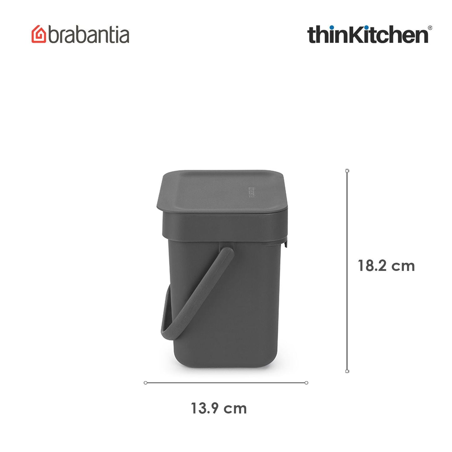 Brabantia, Sort&Go, Dustbin, Sort & Go Waste Bin, 3 Litre, Grey