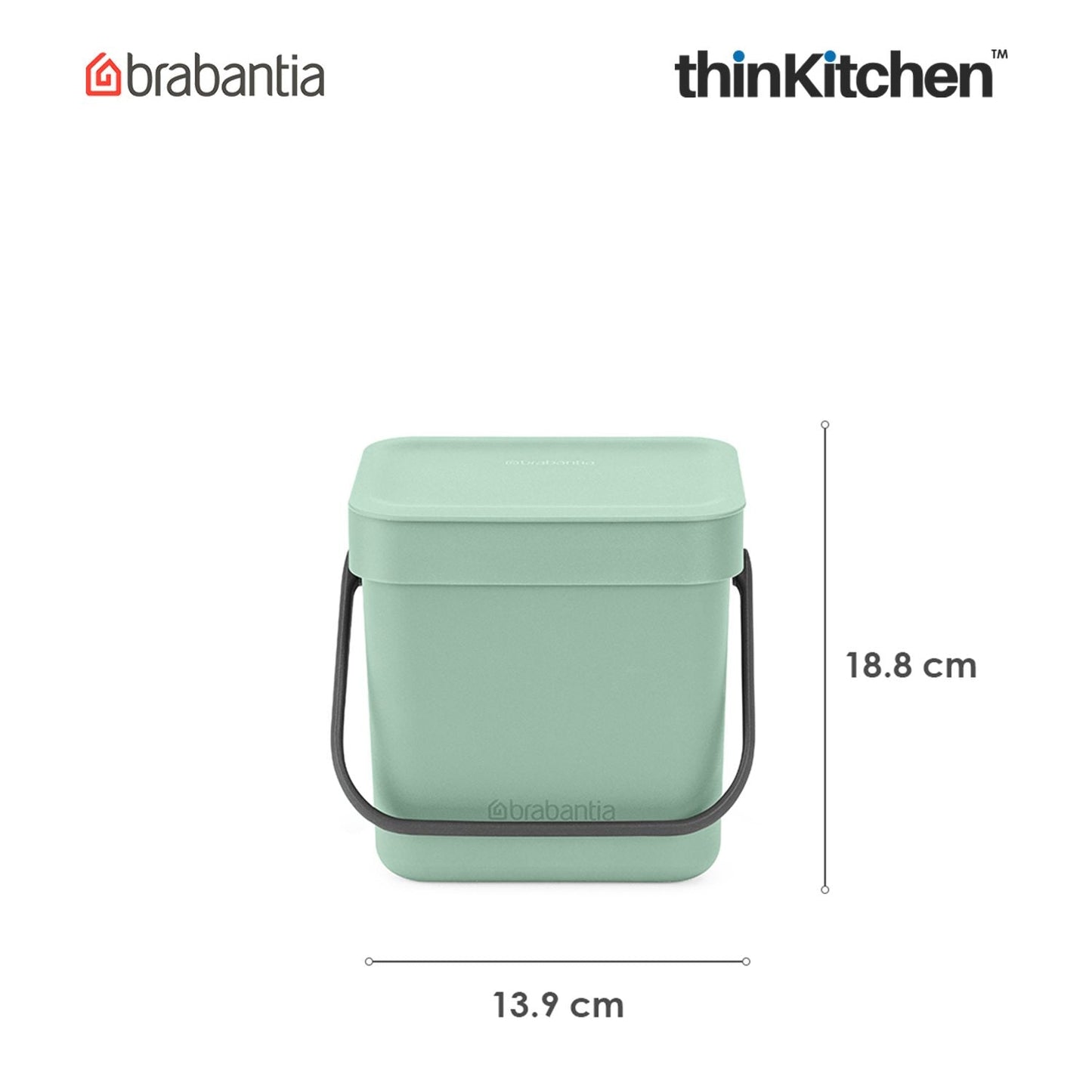 Brabantia, Sort&Go, Dustbin, Sort & Go Waste Bin, 3 Litre, Jade Green