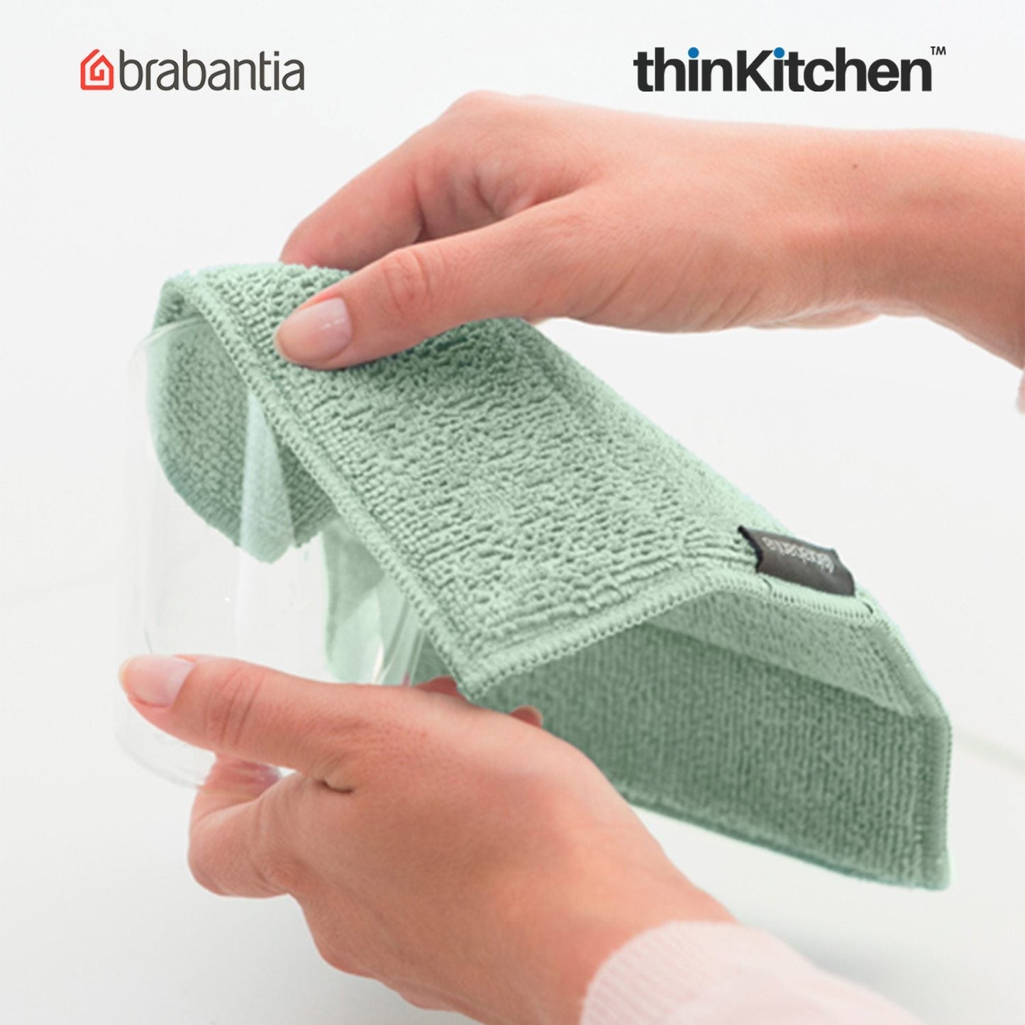 Brabantia Microfibre Cleaning Pads Set of 3 – Ultra-Soft, Spongy Kitchen Cleaning Cloths with Microfibre Surface for Dishwashing, Countertops & Mirrors | Durable & Machine Washable
