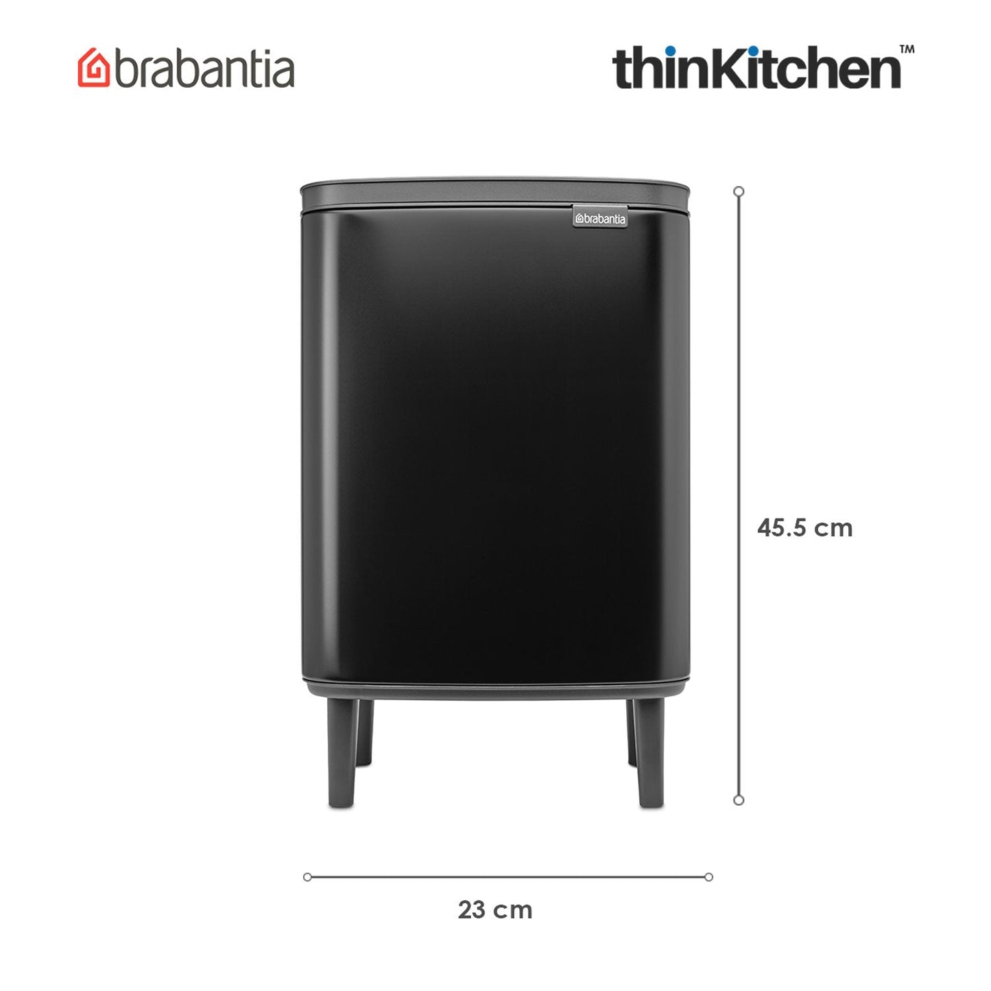 Brabantia, Bo Waste Bins, Dustbin, Bo Waste Bin Hi, 12 Litre, Matt Black
