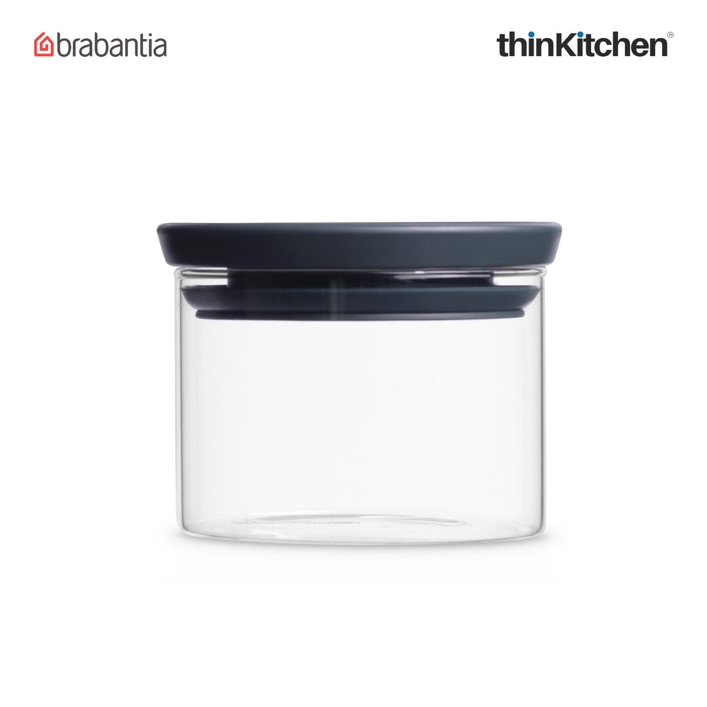 Brabantia Stackable Food Storage Glass Jar – Sleek, Space-Saving & Stylish Kitchen Must-Have – Dark Grey