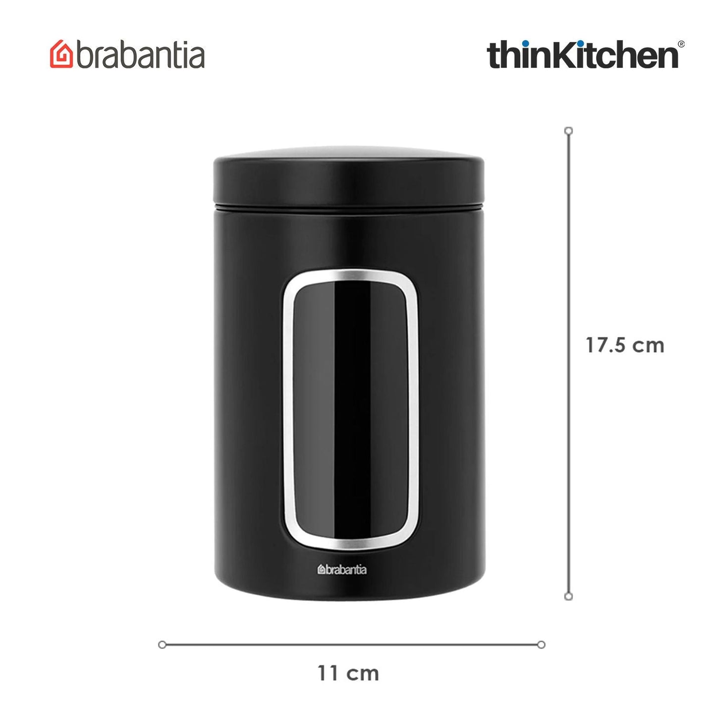 Brabantia Matt Black Window Food Containers 1 4 Litre