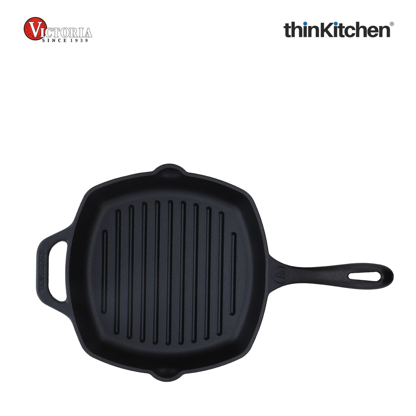 Victoria Cast Iron Grill Pan. Square Grill Pan, Seasoned with 100% Kosher Certified Non-GMO Flaxseed Oil, 10 Inch Black