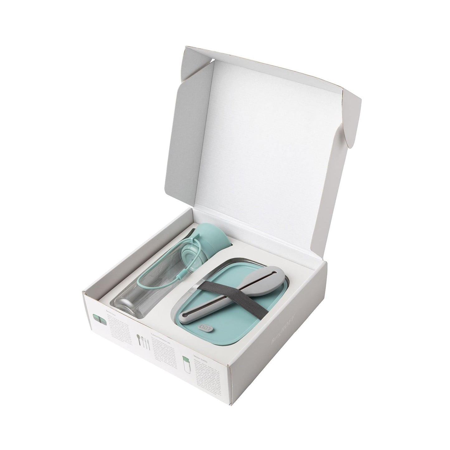 BergHOFF Leo Lunch Set, Water Bottle Flatware and Bento Box, Green