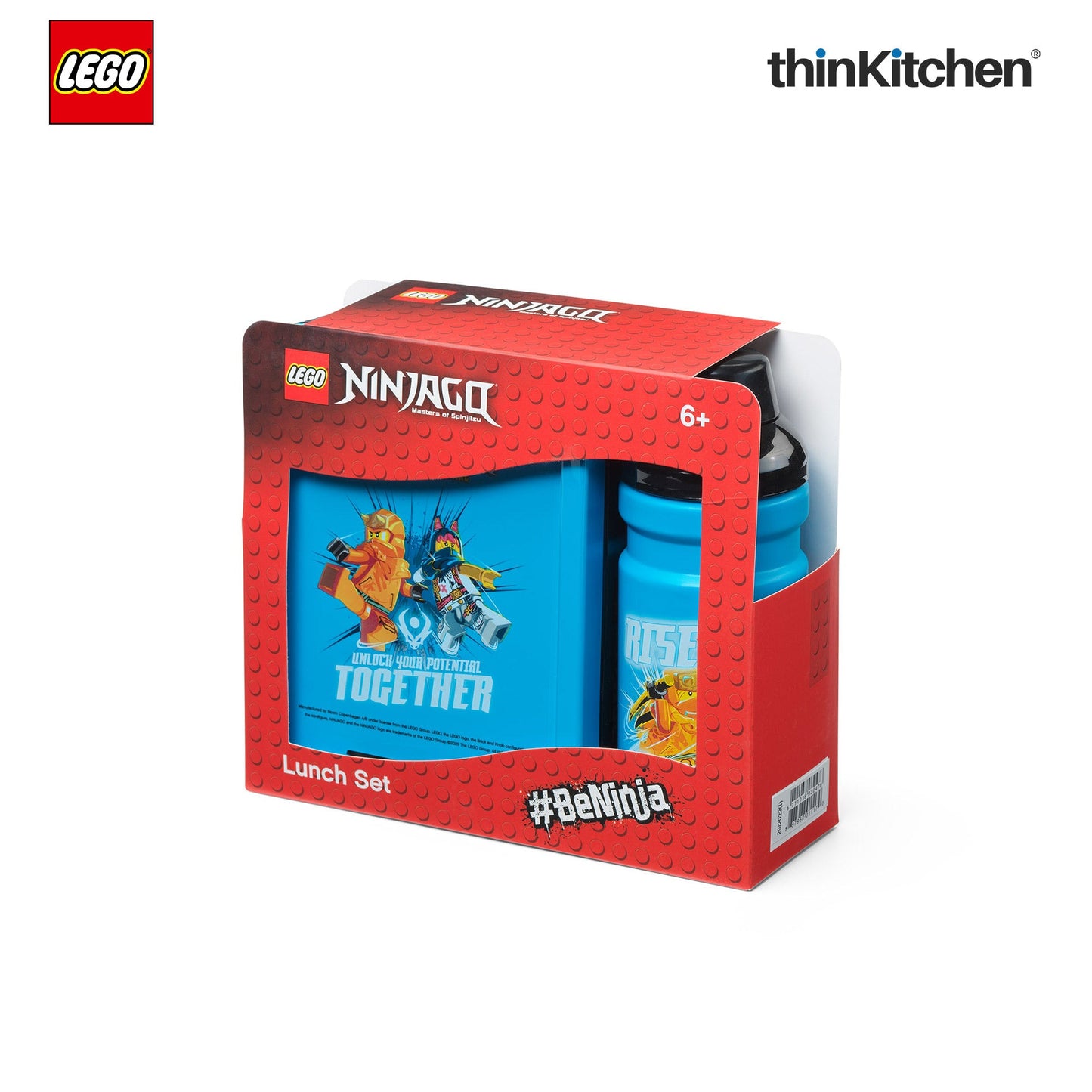 LEGO Ninjago Series School Lunch Set with 390ml Water Bottle & 1.7L Lunch Box for Kids | BPA Free, Travel Lunch Set for Kids & Adults