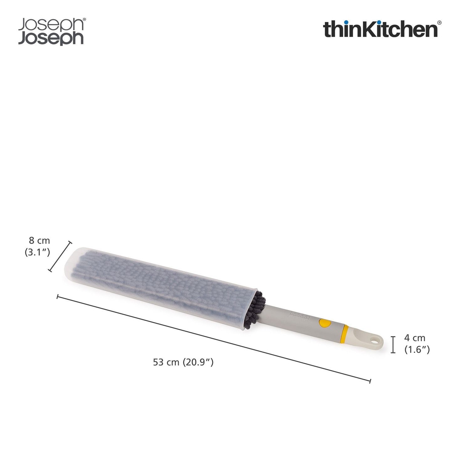 Joseph Joseph CleanTech 3-in-1 Duster with Storage Sheath and Duster Head Cleaning Tool, Light Stone