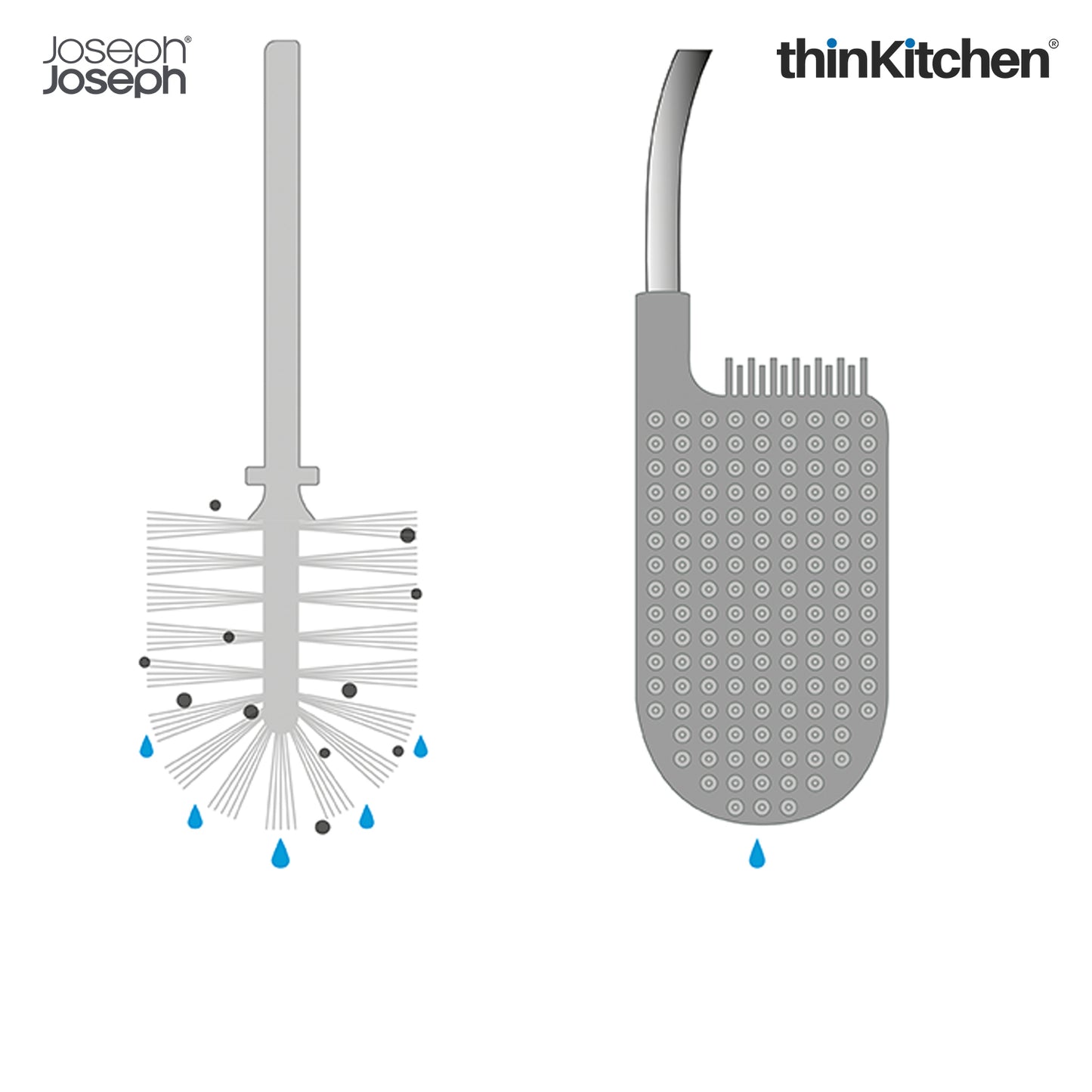 Joseph Joseph Flex™ Steel Toilet Brush with Slimline Stainless Steel Holder – Hygienic, Anti-Clog & Anti-Drip Loo Brush and Holder
