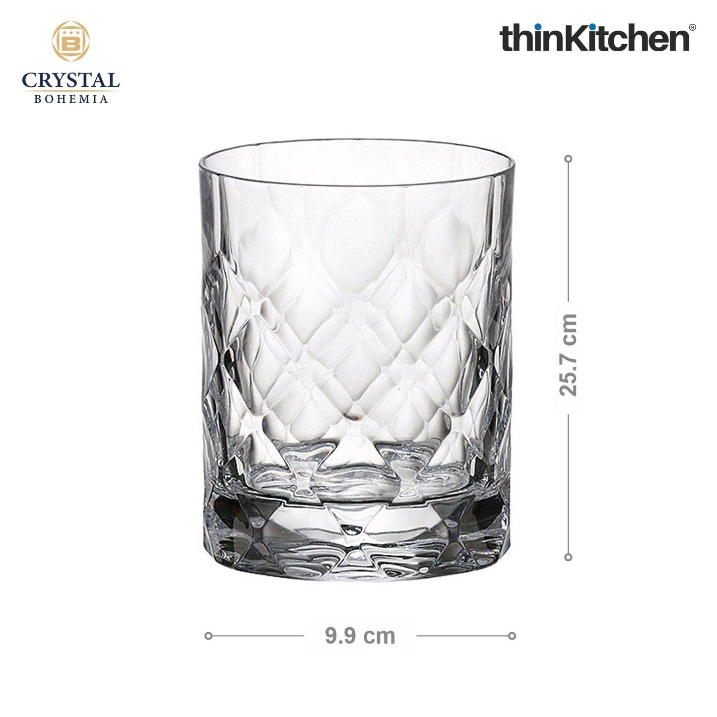 Crystal Bohemia Premium Whisky Glass – TINY – 320 ml Double Old Fashioned (DOF), Set of 6 | Luxury Czech Crystal Tumblers | International Crystalware | Made in Czech Republic