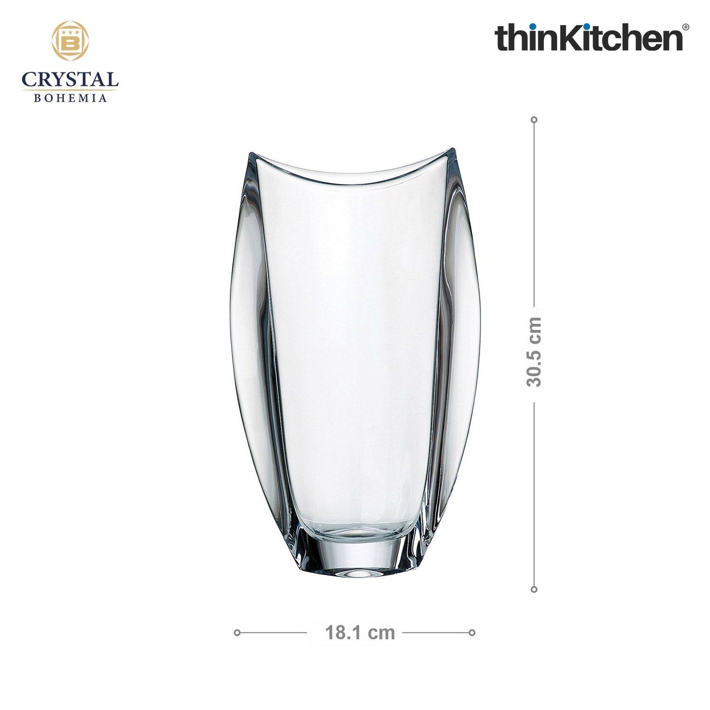 Crystal Bohemia Orbit “B” Vase, 30.5 cm | Premium International Decorative Glass Vase | Luxury Czech Crystalware | Made in Czech Republic