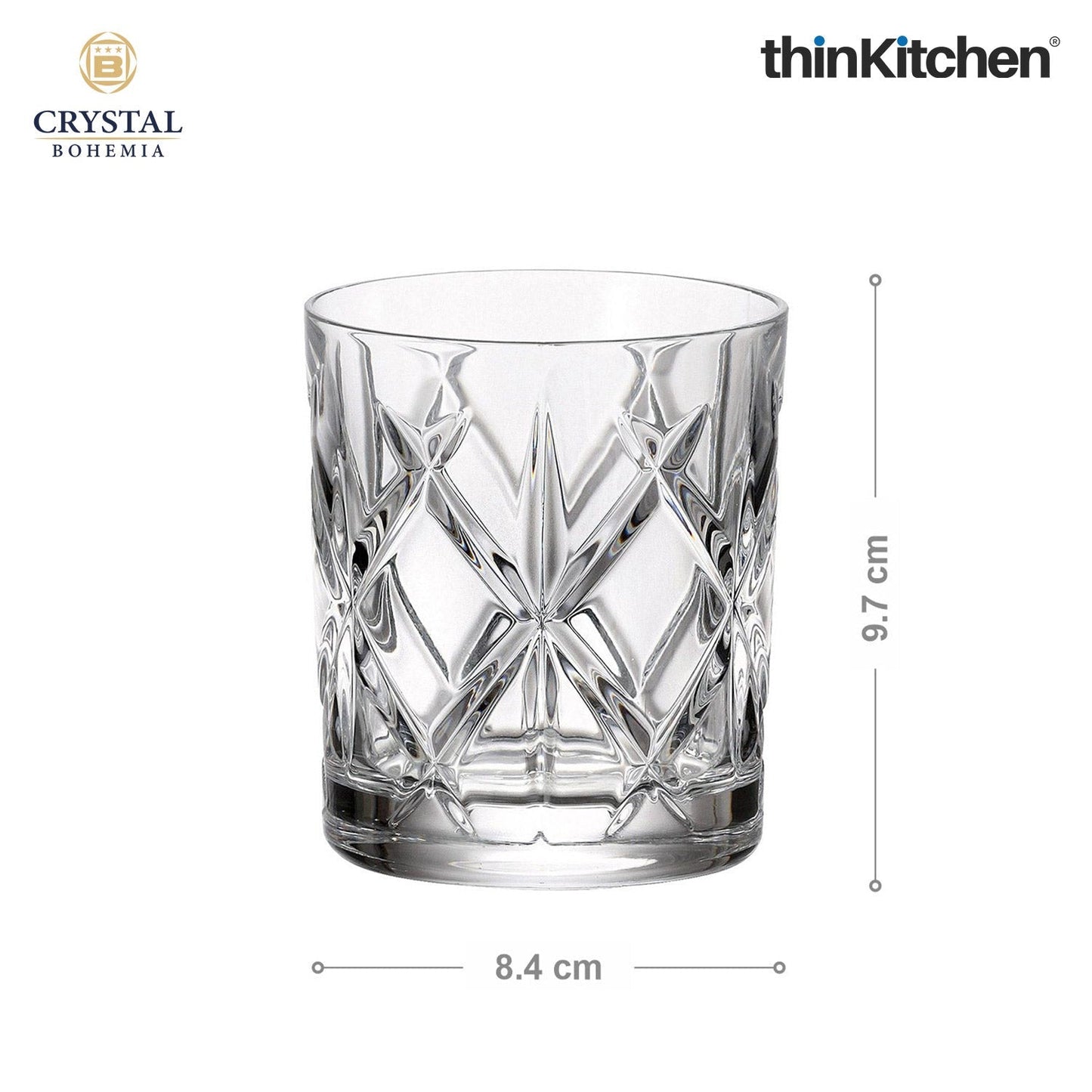 Crystal Bohemia Premium Whisky Glass – YORK – 320 ml Double Old Fashioned (DOF), Set of 6 | Luxury Czech Crystal Tumblers | International Crystalware | Made in Czech Republic