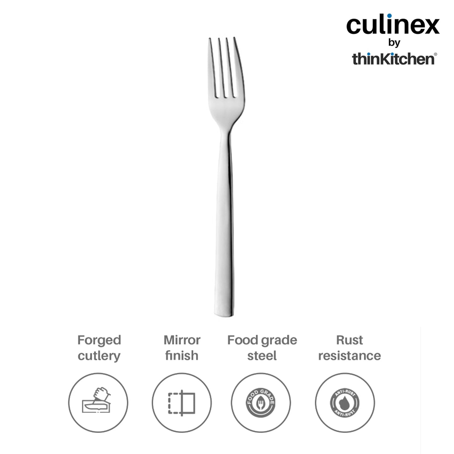Culinex by thinKitchen|Essen Stainless Steel Dinner Fork & Dinner Spoon, Set of 6