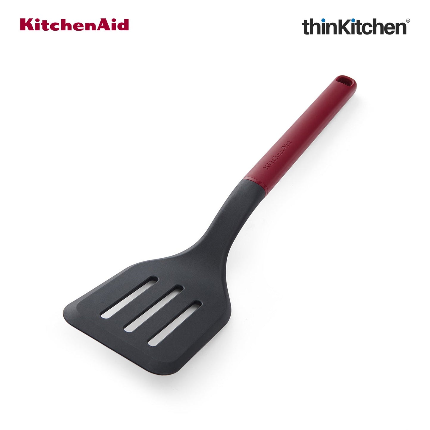 KitchenAid Premium Slotted Turner Spatula, Heat Resistant Nylon Cooking Utensil, Non-Stick Safe for Dosa, Pancakes, Omlettes, Eggs - Empire Red, 34cms