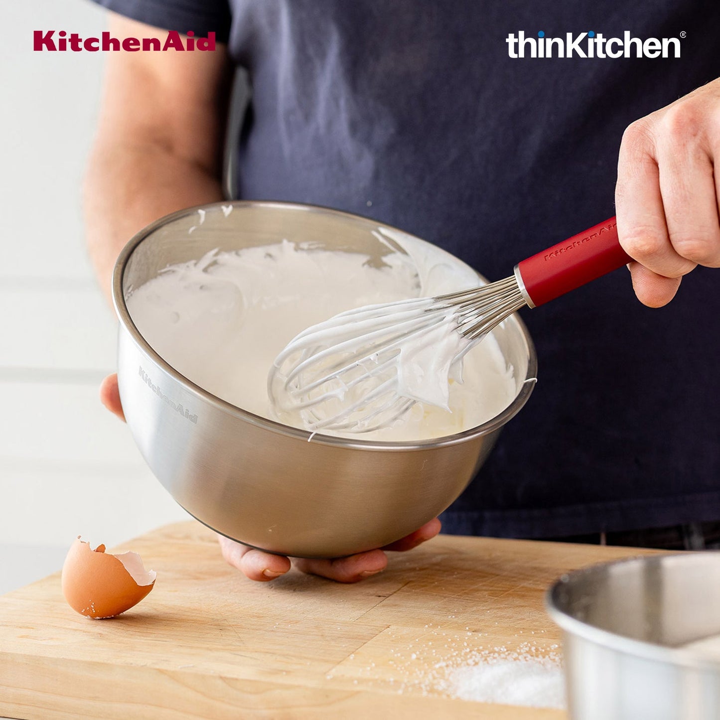 KitchenAid Premium Stainless Steel Whisk, Heat Resistant Cooking Utensil, Non-Stick Safe Kitchen Whisk for Sauces, Batters, Gravies, Baking - Empire Red, 27 cms