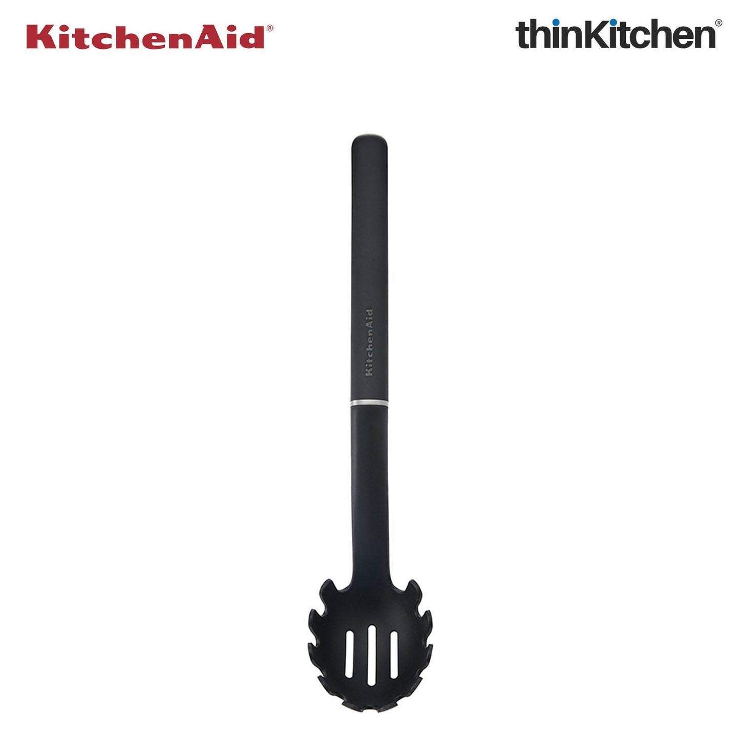 KitchenAid Pasta Server, Matte Black, Heat Resistant Cooking Utensil, Non-Stick Safe with Durable Handle, 34cm