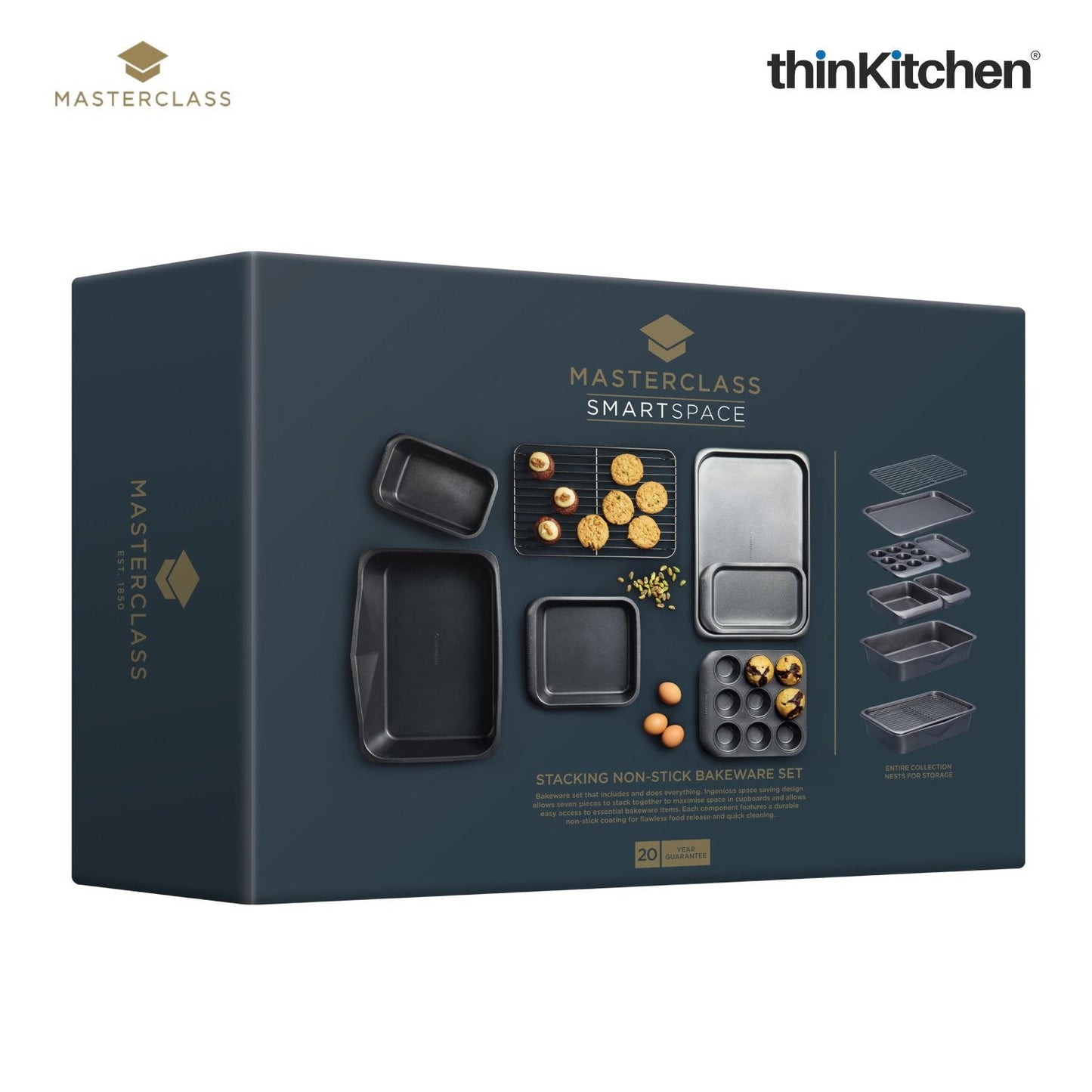 Masterclass Smart Space Stacking 7 Pc Non Stick Baking Roasting Set