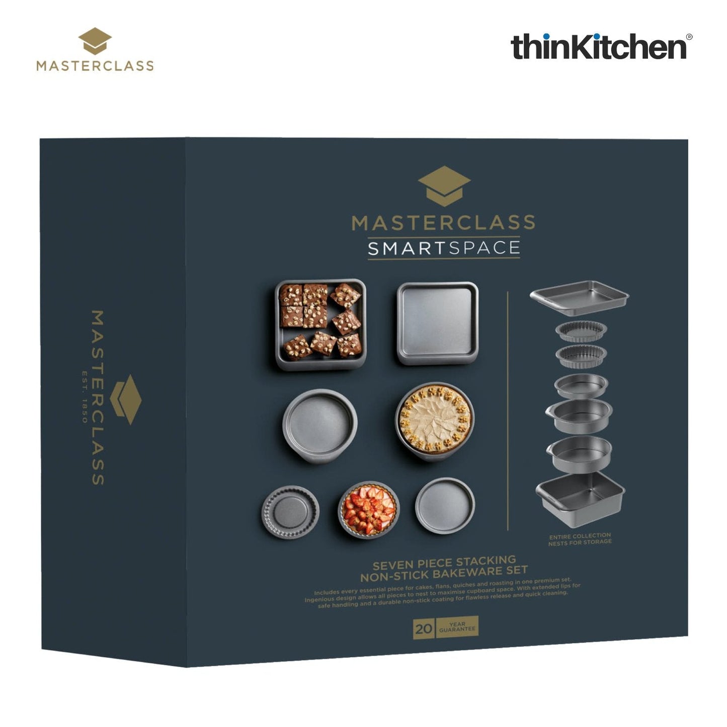 Masterclass Smart Space Stacking 7 Pc Non Stick Roasting Baking Pastry Set