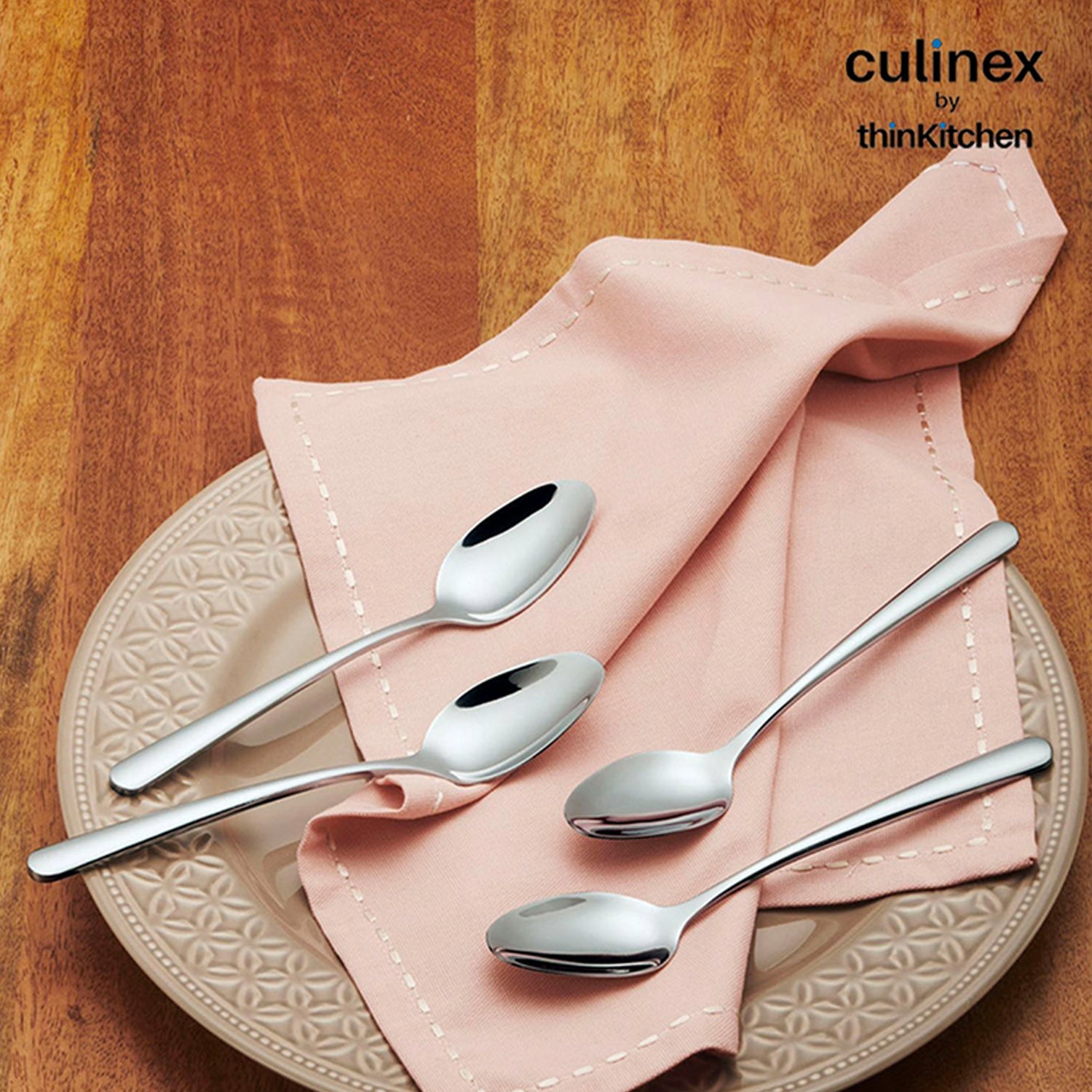 Culinex by thinKitchen | Dora 18/8 Stainless Steel All Purpose Spoon, Mirror Finish, Set of 6 - 1