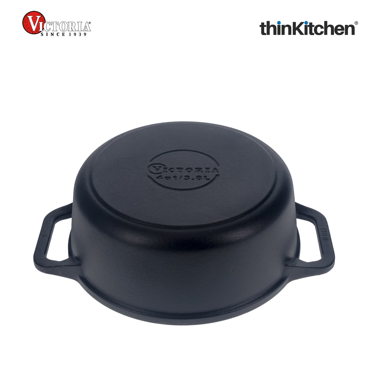 Victoria 4QT/3,8 L Ductch Oven with Glass Lid Pre-Seasoned - 4
