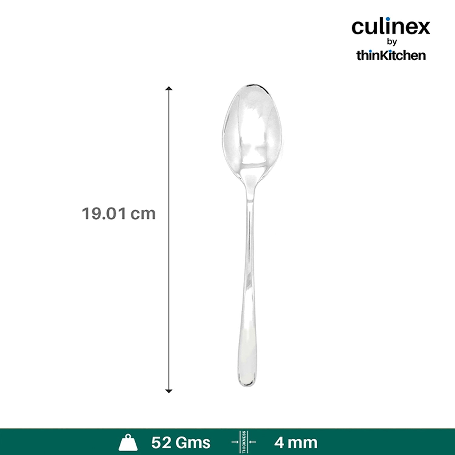 Culinex by thinKitchen | Dora 18/8 Stainless Steel All Purpose Spoon, Mirror Finish, Set of 6 - 6