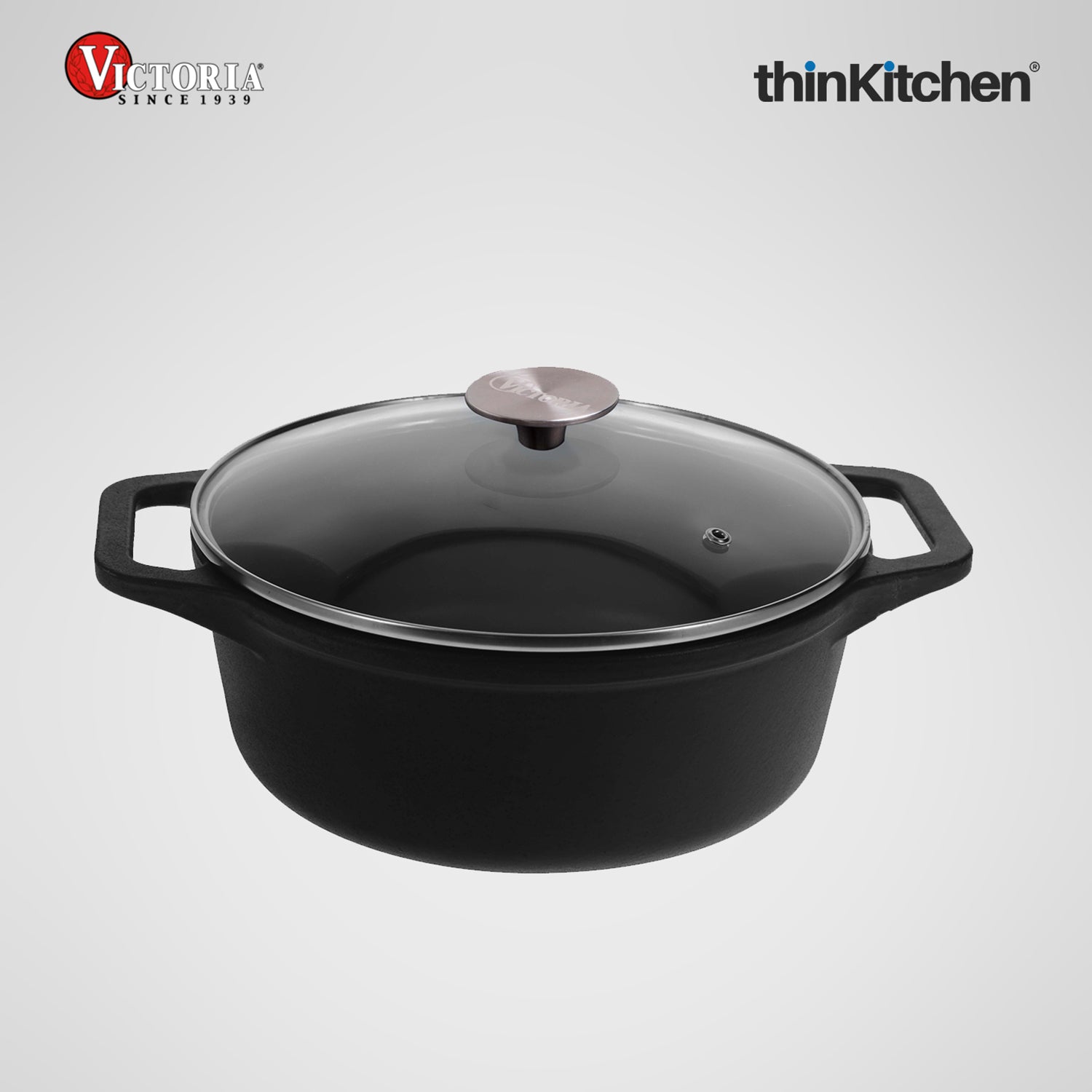 Victoria 4QT/3,8 L Ductch Oven with Glass Lid Pre-Seasoned - 1