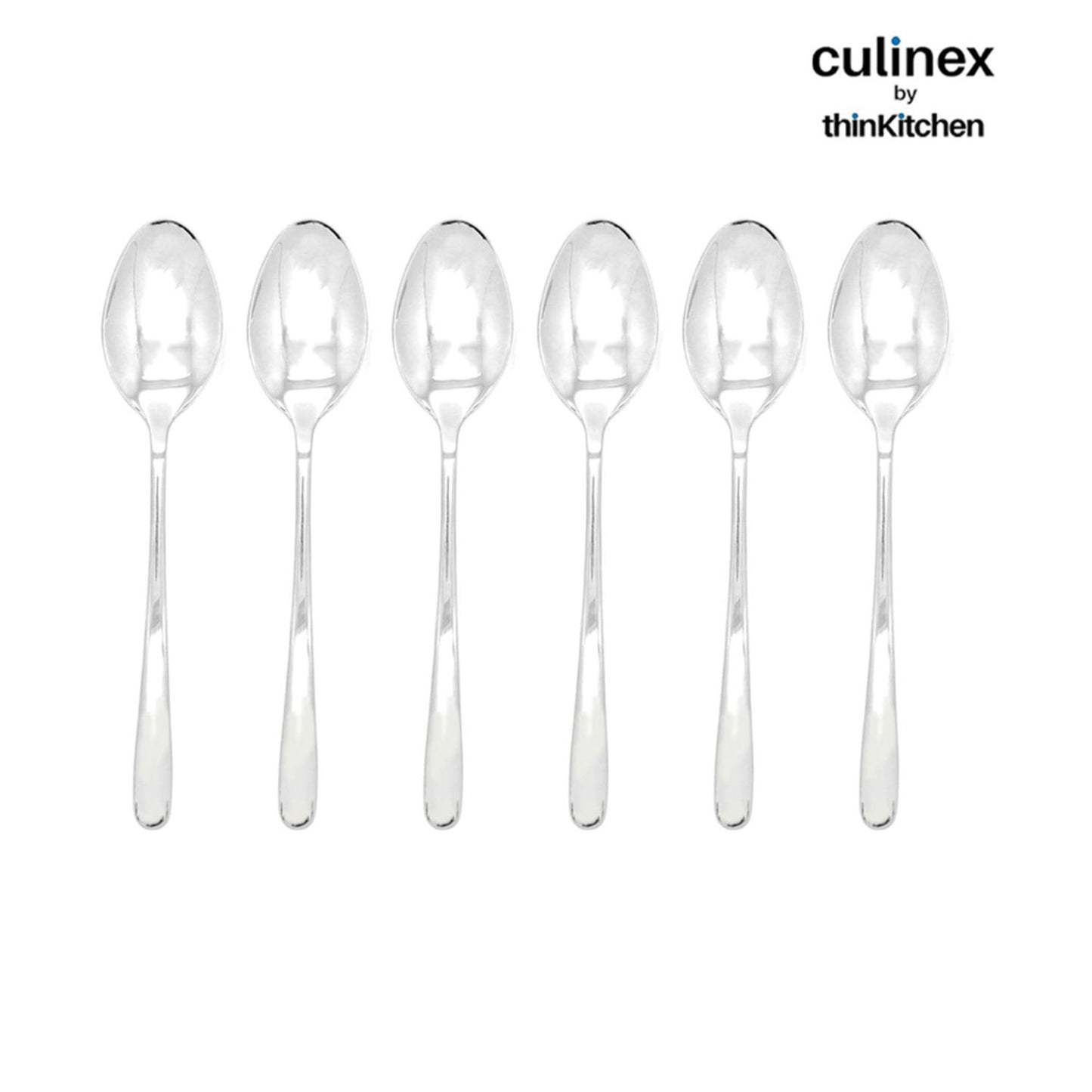 Culinex by thinKitchen | Dora 18/8 Stainless Steel All Purpose Spoon, Mirror Finish, Set of 6