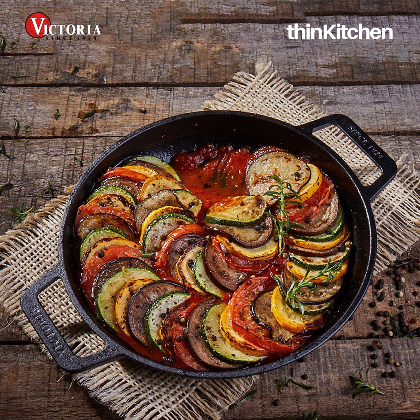 Victoria Cast Iron Round Skillet with Double Loop Handles, Made in Colombia, 10 Inches