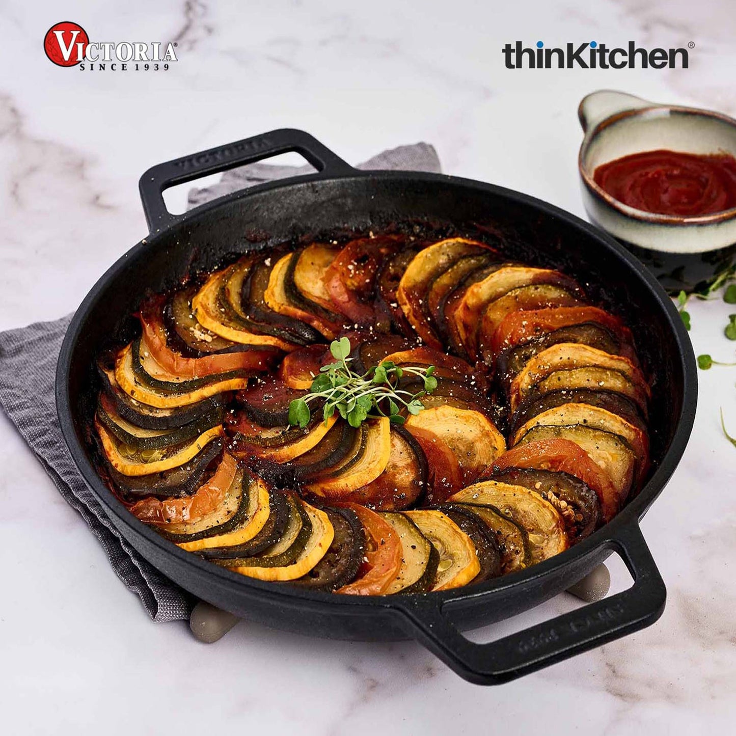 Victoria Cast Iron Round Skillet with Double Loop Handles, Made in Colombia, 10 Inches