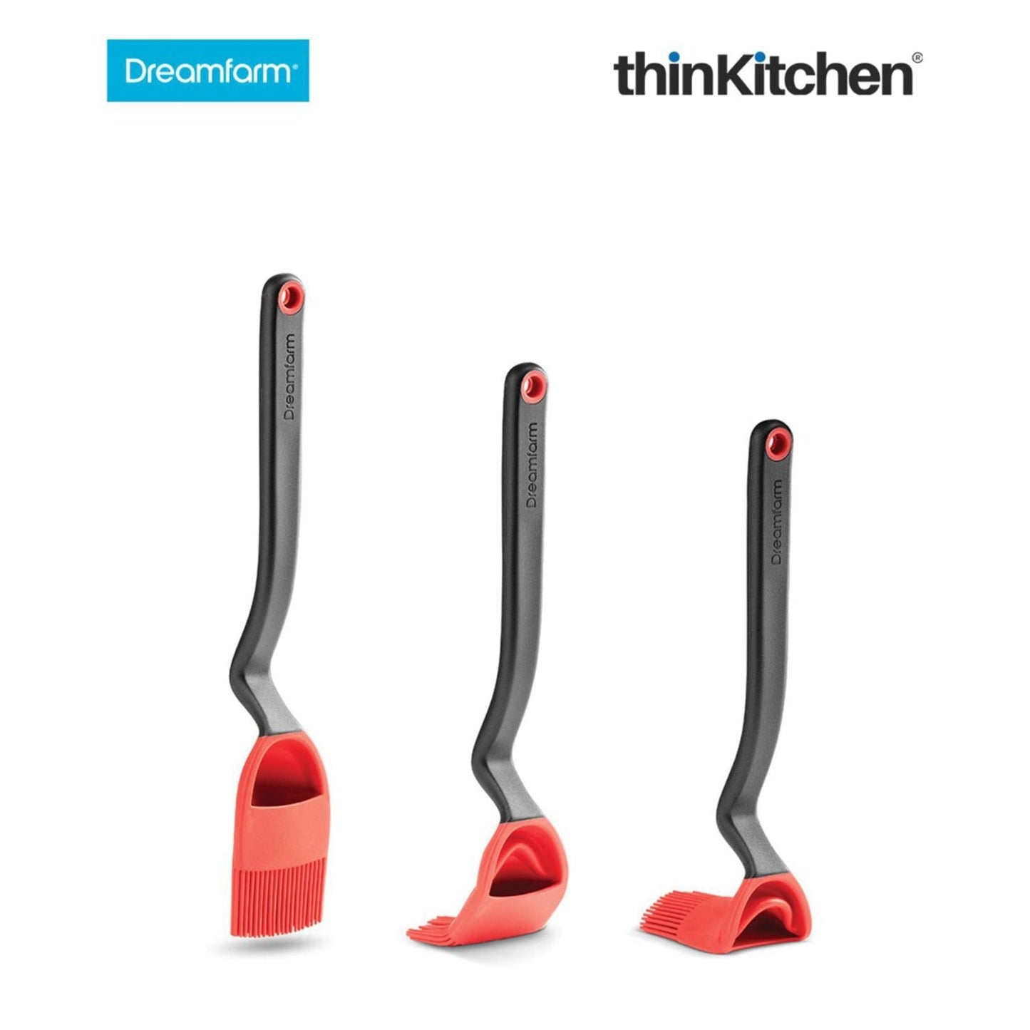 Dreamfarm Stirring Saga: Chopula x Sit-Up Slotted Cooking Spoon Scoop & Straine x Supoon x  Basting Brush with Scoop Reservoir