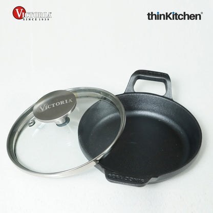 Victoria 5.5 in Mini Round Casserole Dish with Glass Lid Pre-Seasoned