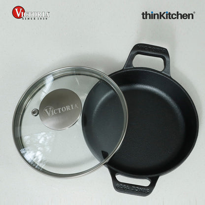 Victoria 5.5 in Mini Round Casserole Dish with Glass Lid Pre-Seasoned