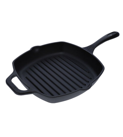 Victoria Cast Iron Grill Pan. Square Grill Pan, Seasoned with 100% Kosher Certified Non-GMO Flaxseed Oil, Black