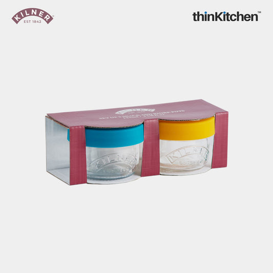 Kilner Premium 125ml Glass Snack & Store Containers | Set of 2 Airtight Jars with Silicone Lids for On-the-Go Snacks, Fruits & Condiments