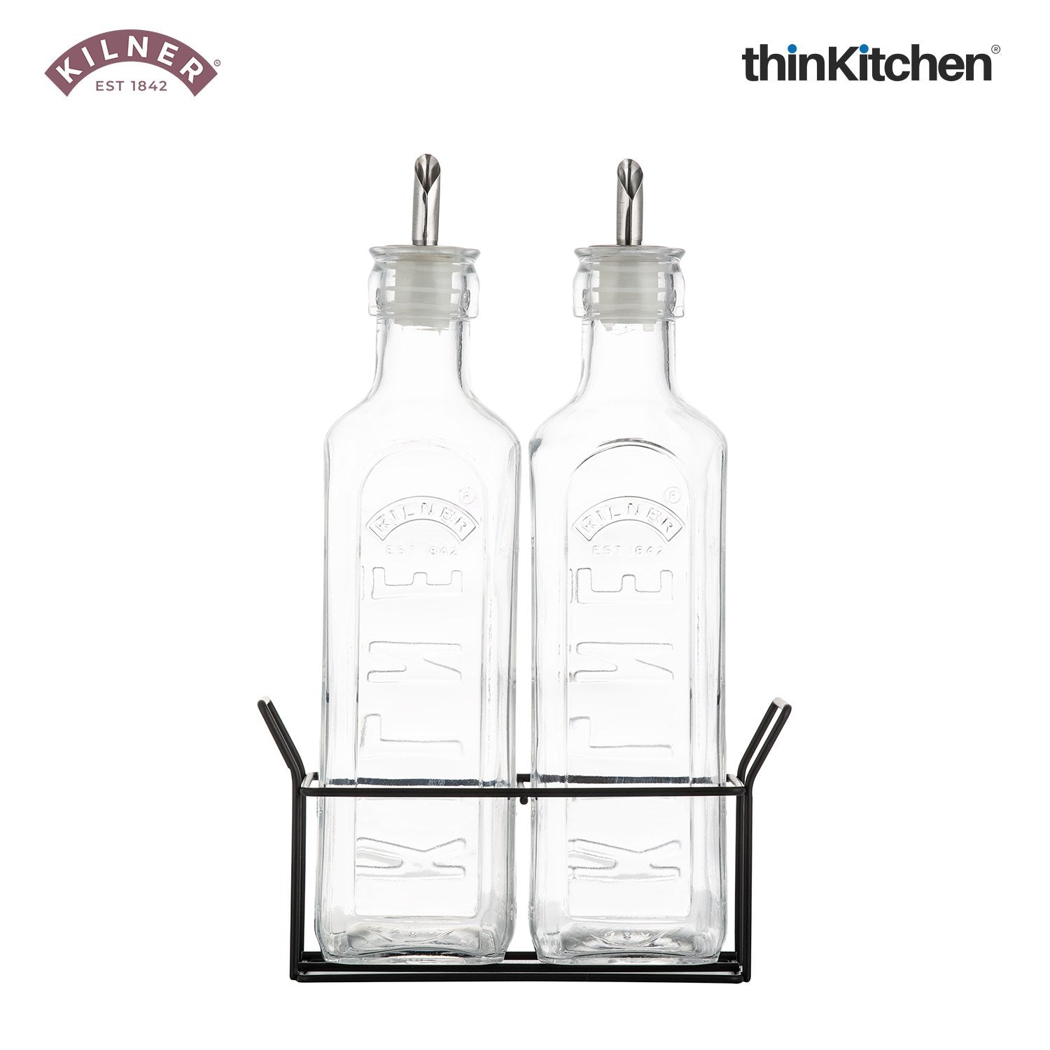 Kilner Set Of 2 Oil Bottle & Metal Rack ,0.6 Litre - 6