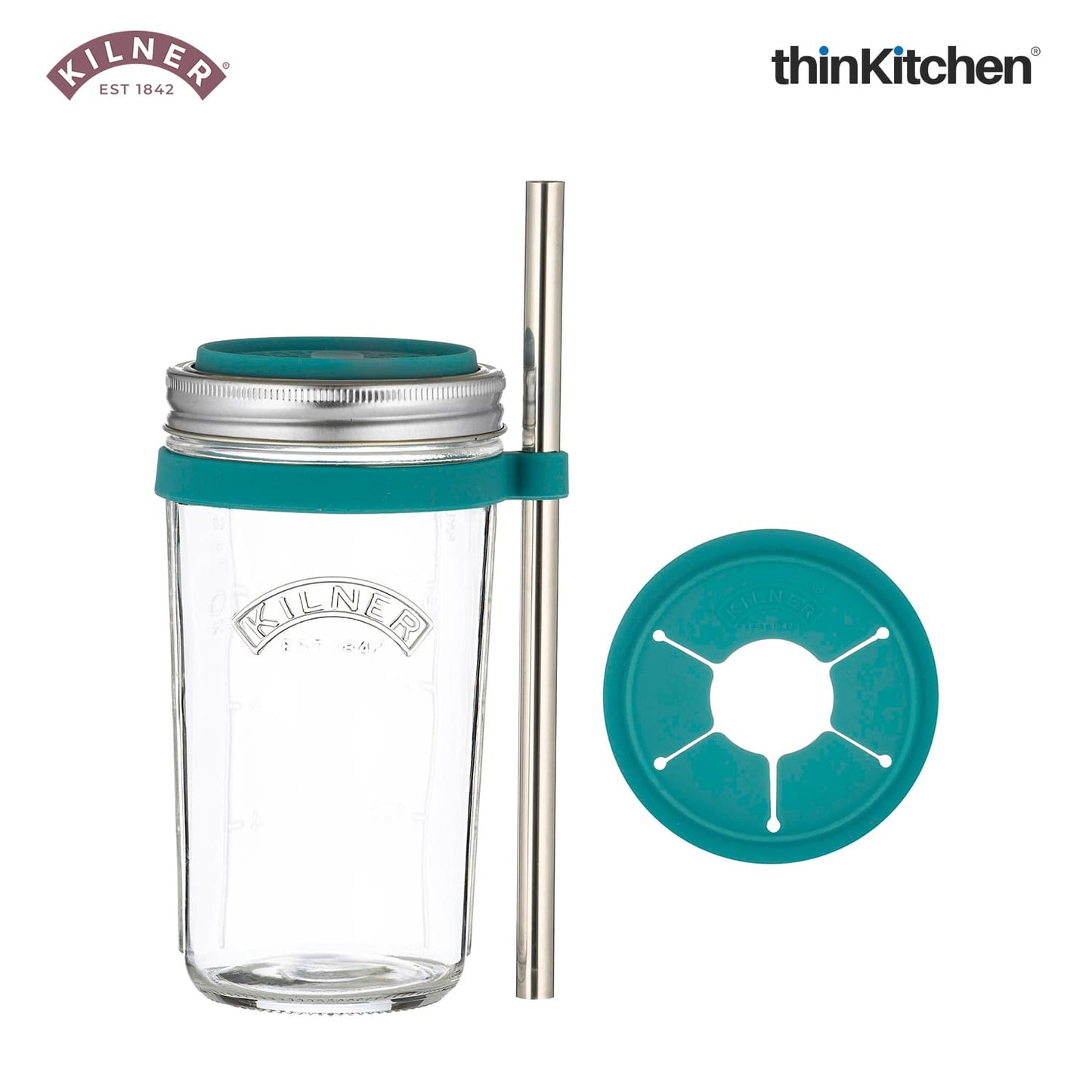 Kilner Smoothie Making Set | Smoothie Glass with Straw | Reusable Smoothie Glass Jar for Homemade Drinks