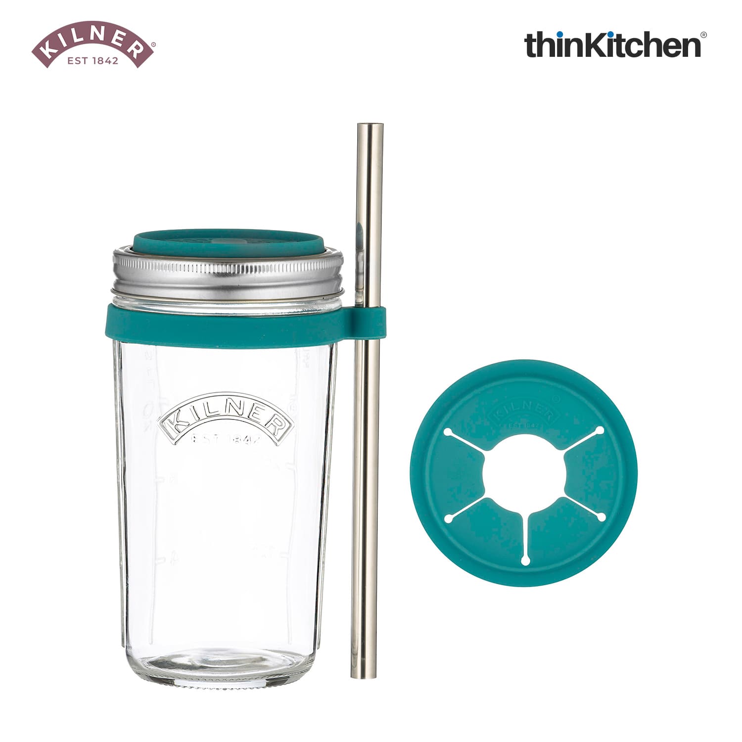 Kilner Smoothie Making Set | Smoothie Glass with Straw | Reusable Smoothie Glass Jar for Homemade Drinks - 2