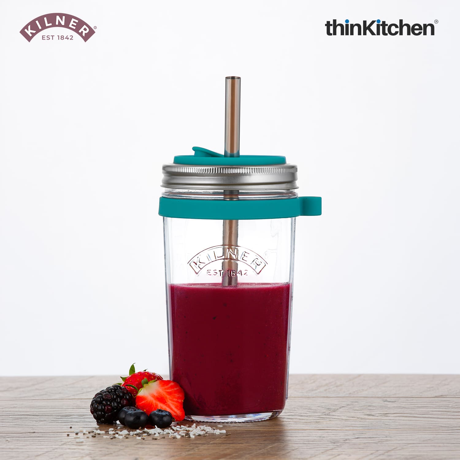 Kilner Smoothie Making Set | Smoothie Glass with Straw | Reusable Smoothie Glass Jar for Homemade Drinks - 6