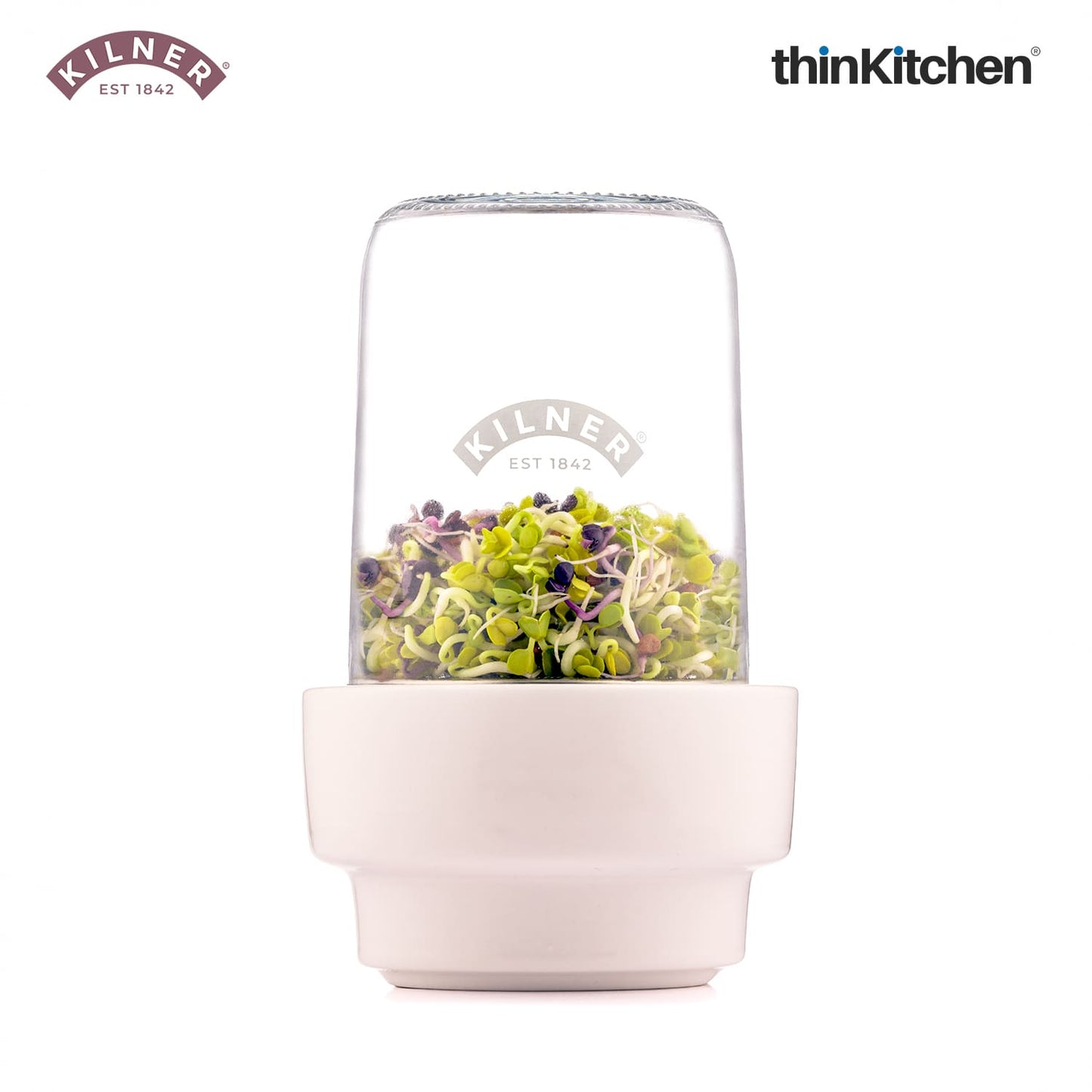 Kilner Sprouting Set | Glass Sprout Jar with Stainless Steel & Ceramic Base